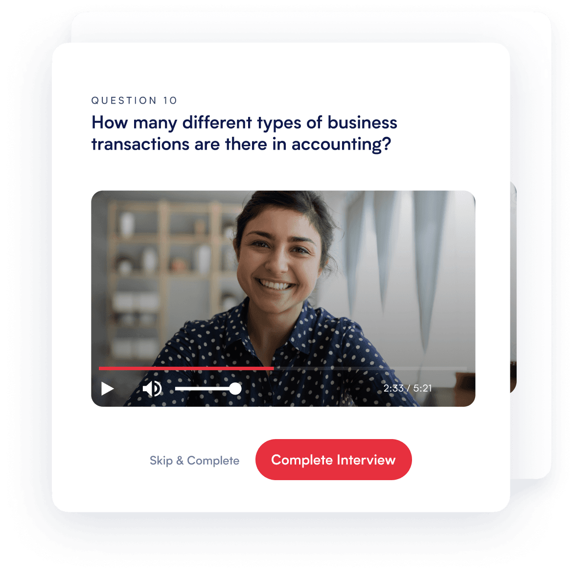 Self-paced interview practice session