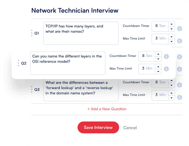 Custom interview builder interface